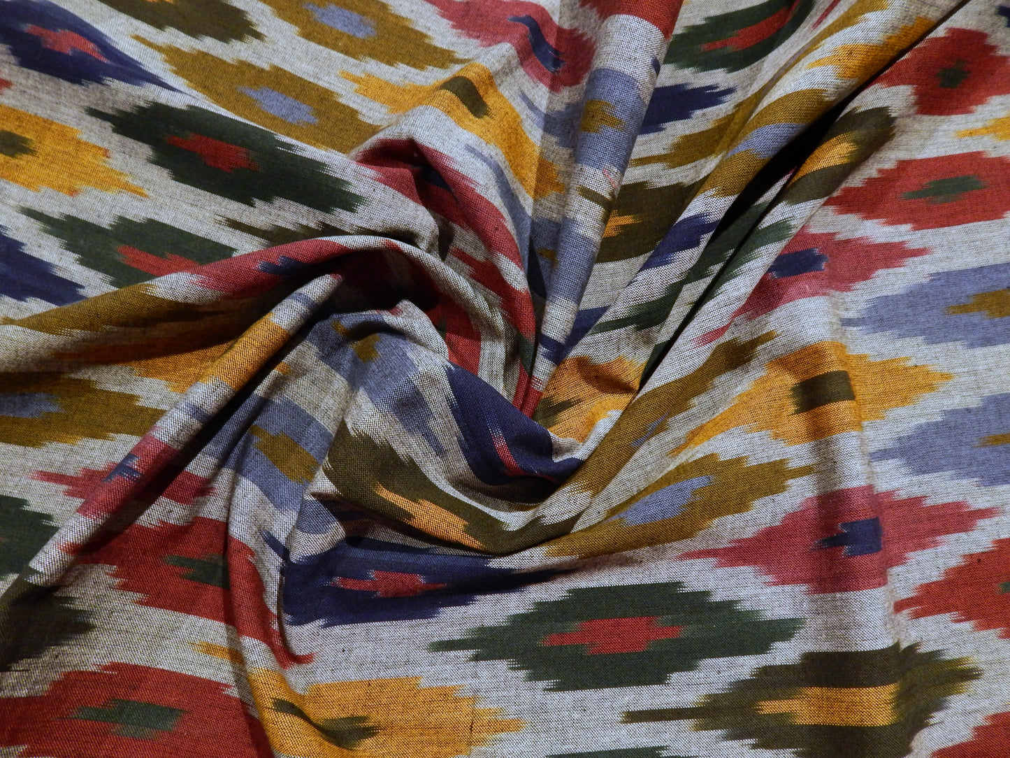 Jewel Tone Diamonds Cotton Ikat - Hand Dyed and Woven in India