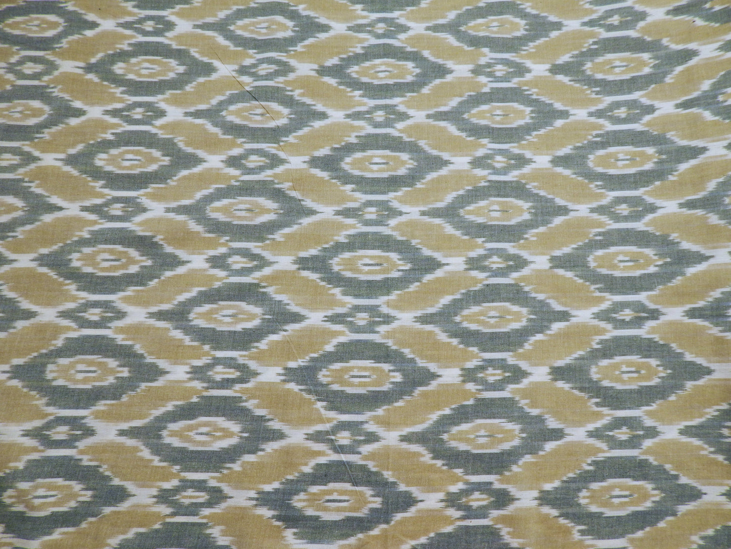 Teal and Taupe Diamonds Cotton Ikat - Hand Dyed and Woven in India