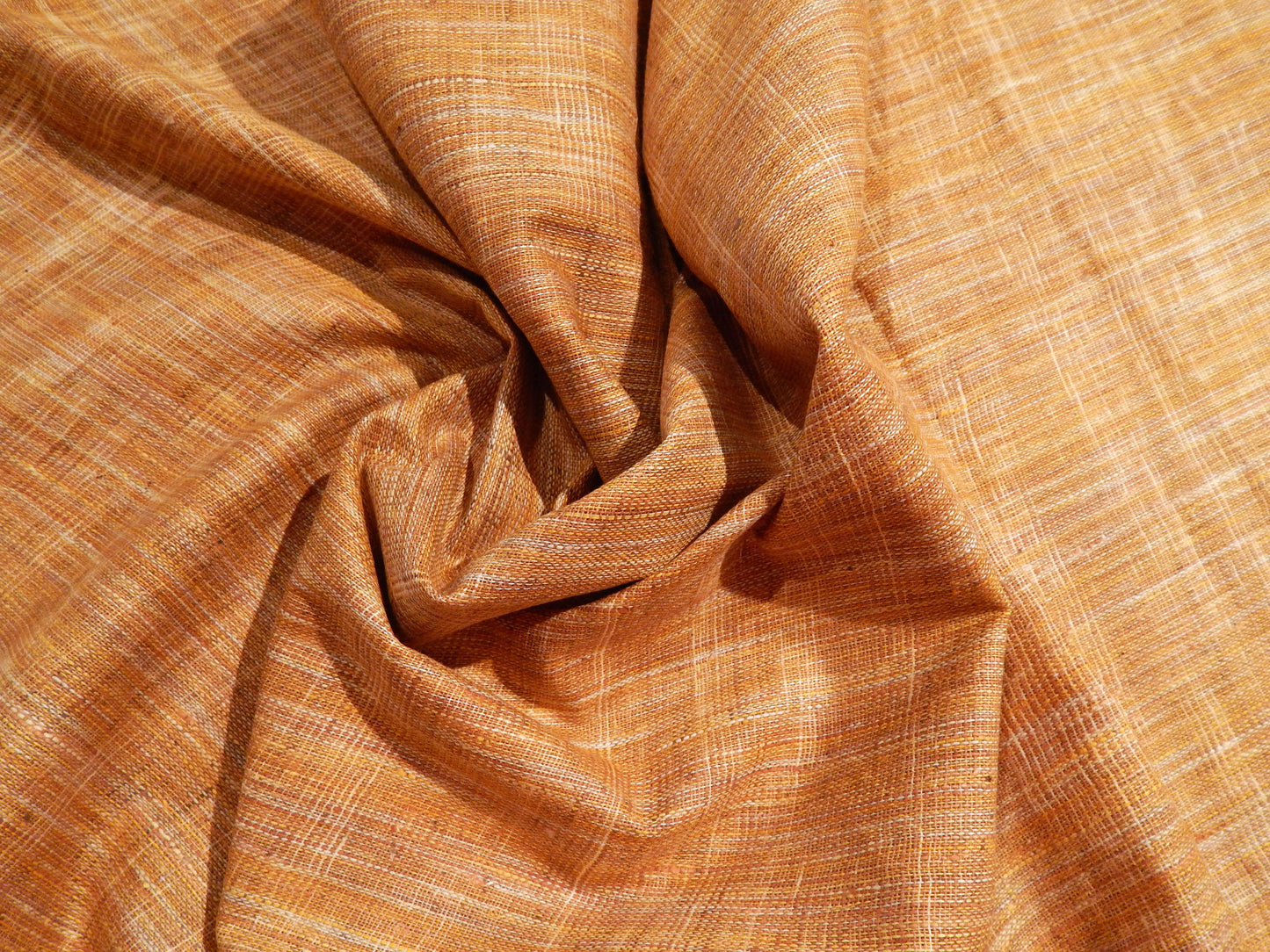 Pecan Brown Slubby Cotton - Hand Dyed and Woven in India - REMNANT SALE