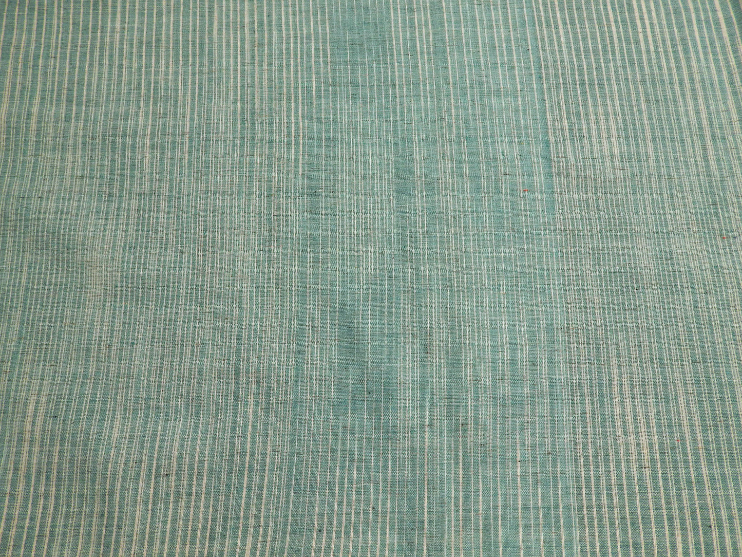 Striped Teal Slubby Cotton - Hand Dyed and Woven in India