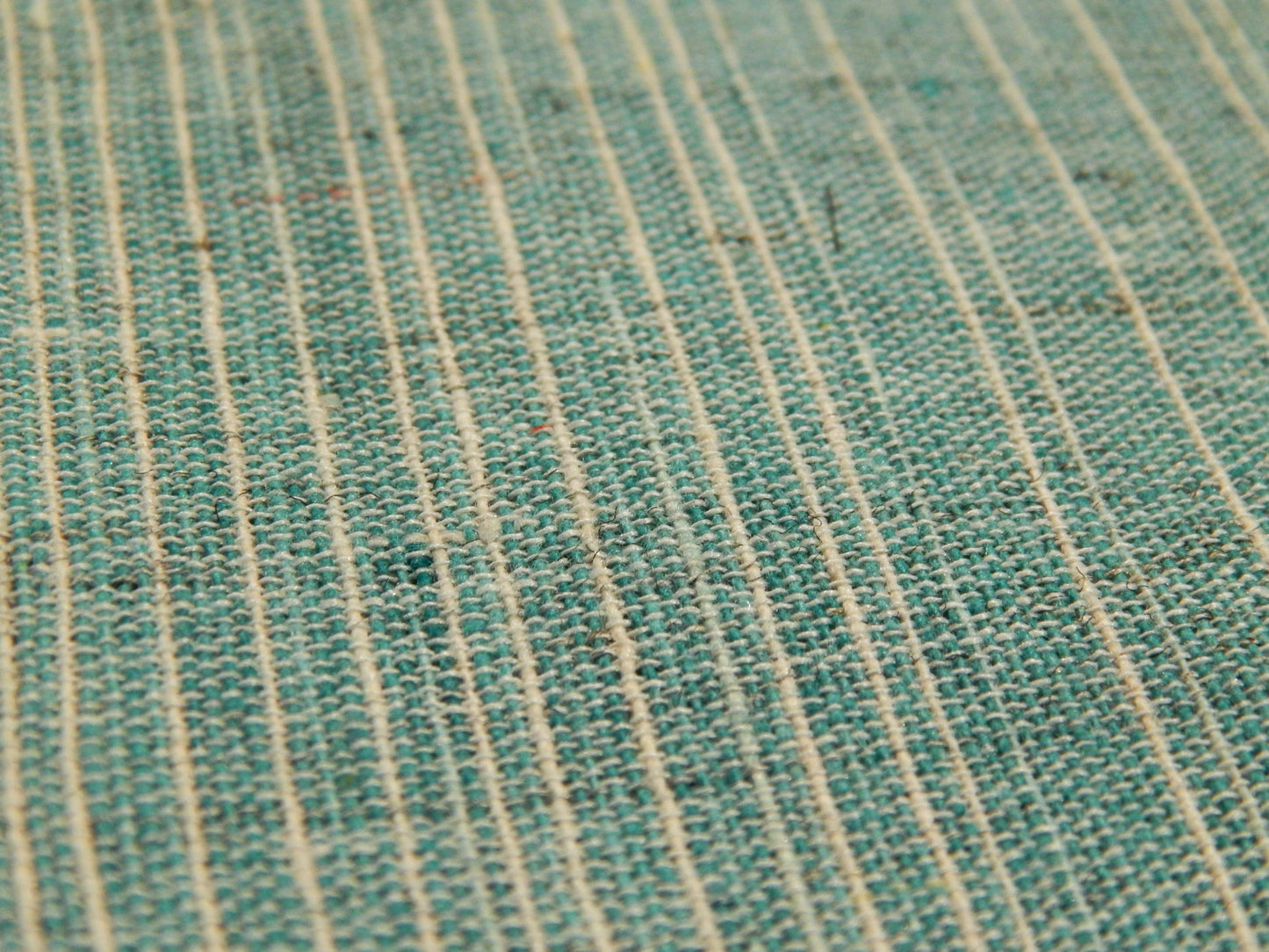 Striped Teal Slubby Cotton - Hand Dyed and Woven in India