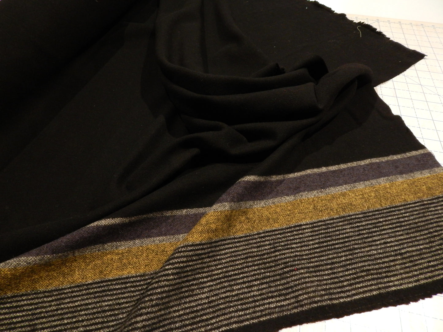 Violet, Chartreuse, & Black Wool Border Print