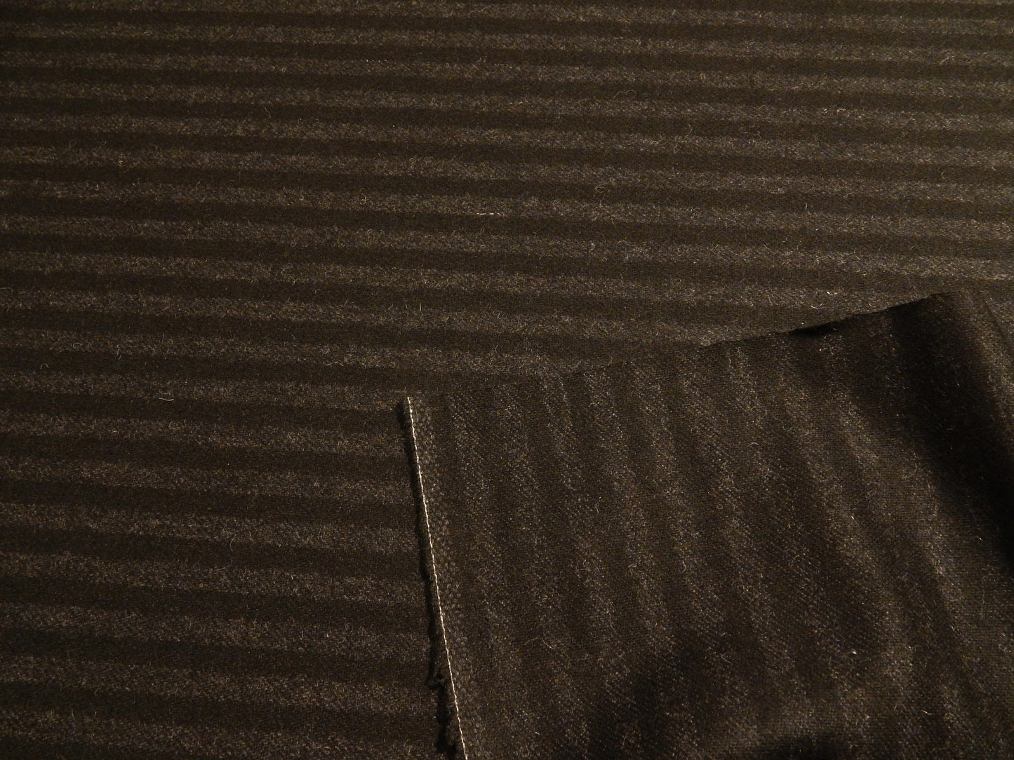 Black and Grey Skeletal Stripe Wool Suiting