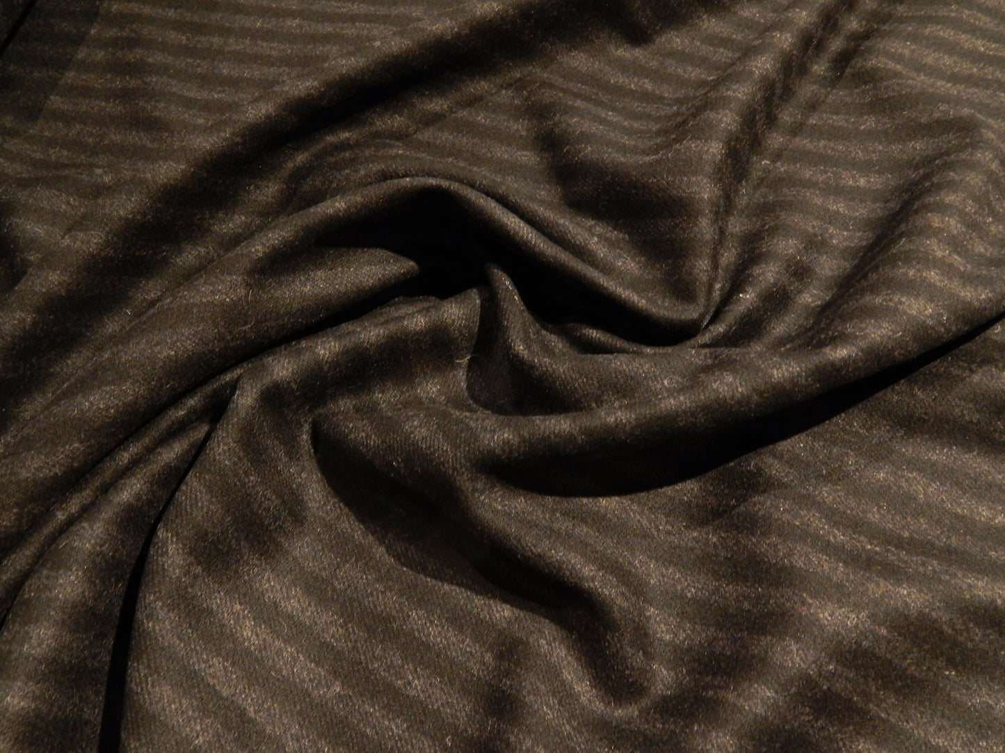 Black and Grey Skeletal Stripe Wool Suiting