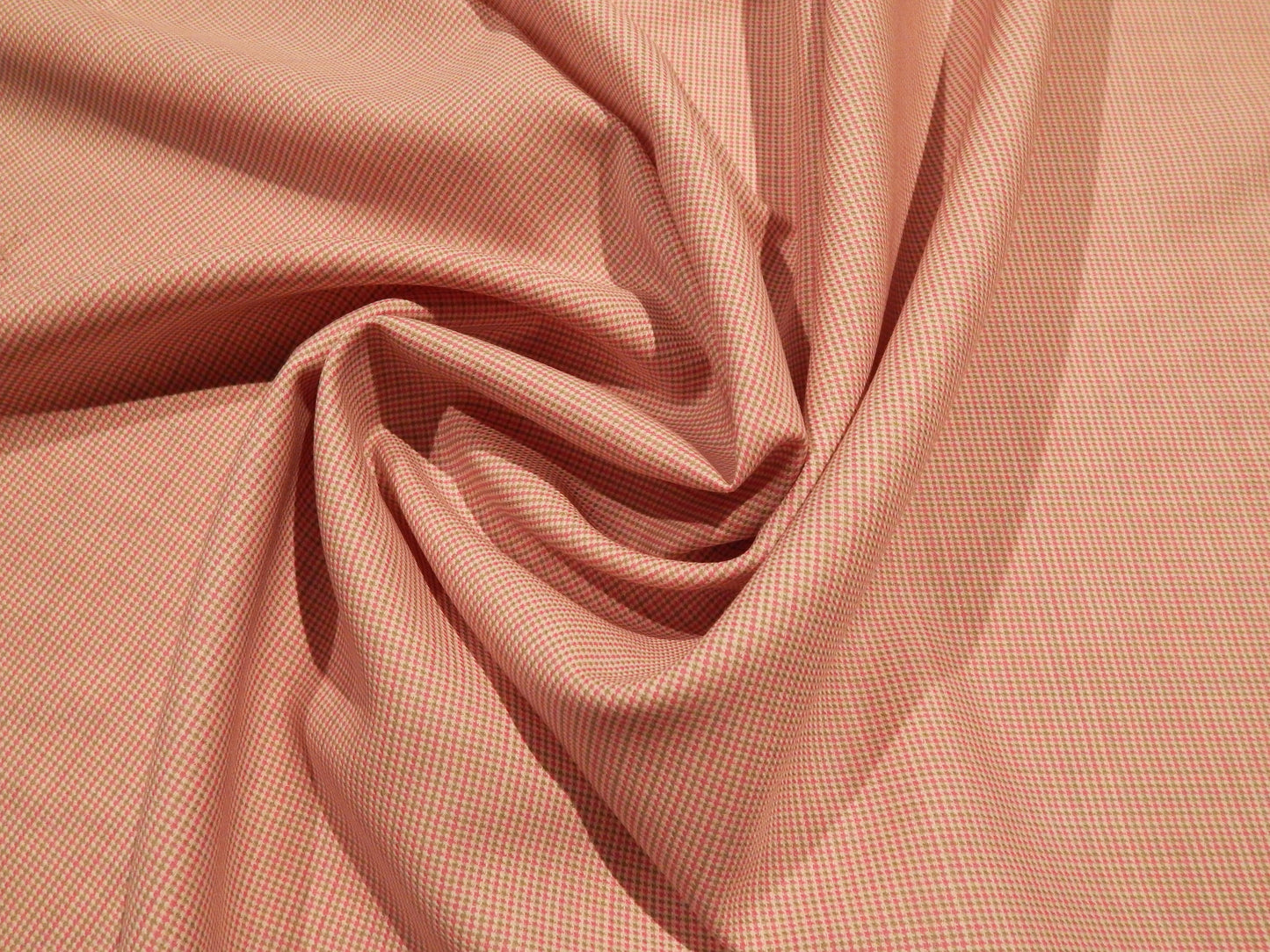 Pink, Taupe, and White Mini Houndstooth English Wool Suiting
