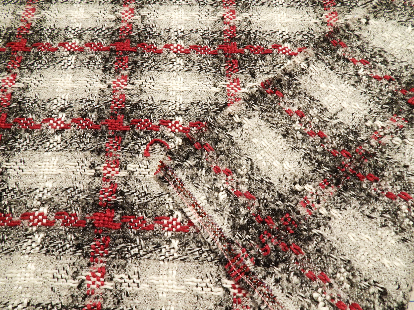 Charcoal and Cherry Rustic Plaid Tweed