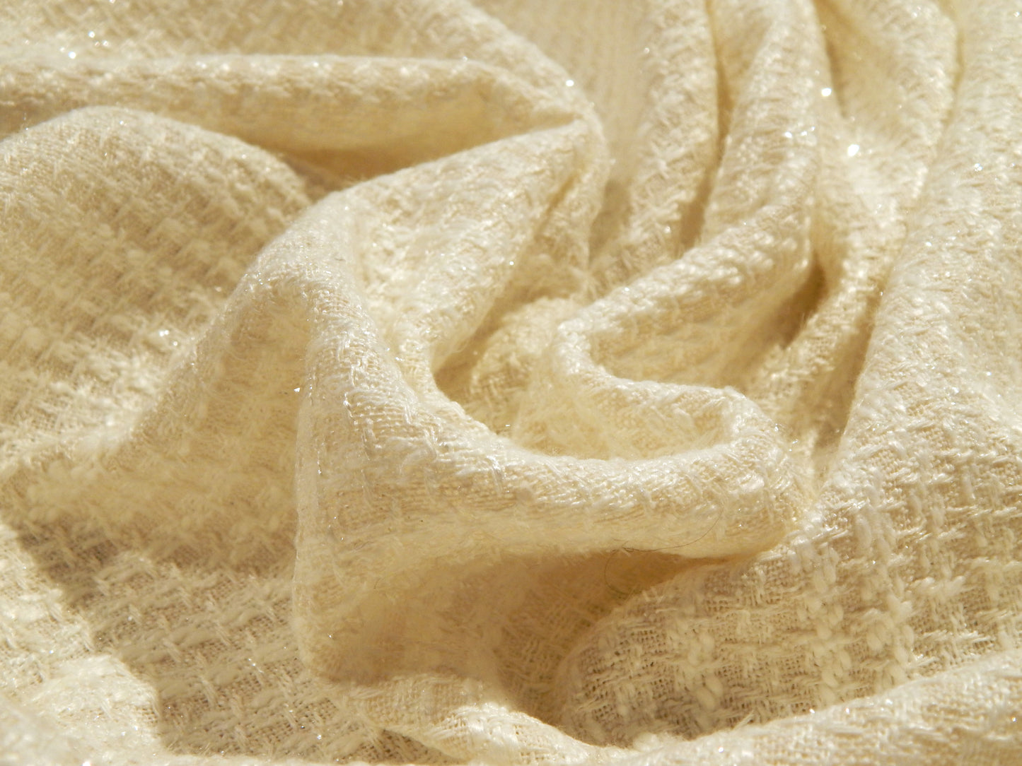 Warm White Houndstooth Tweed