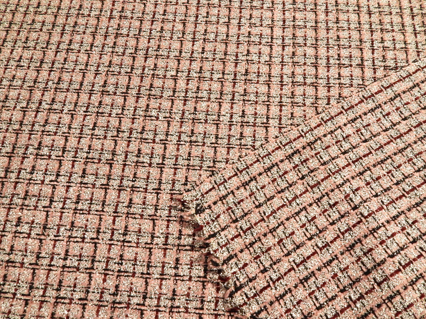 Maroon and Pink Velvet Boucle