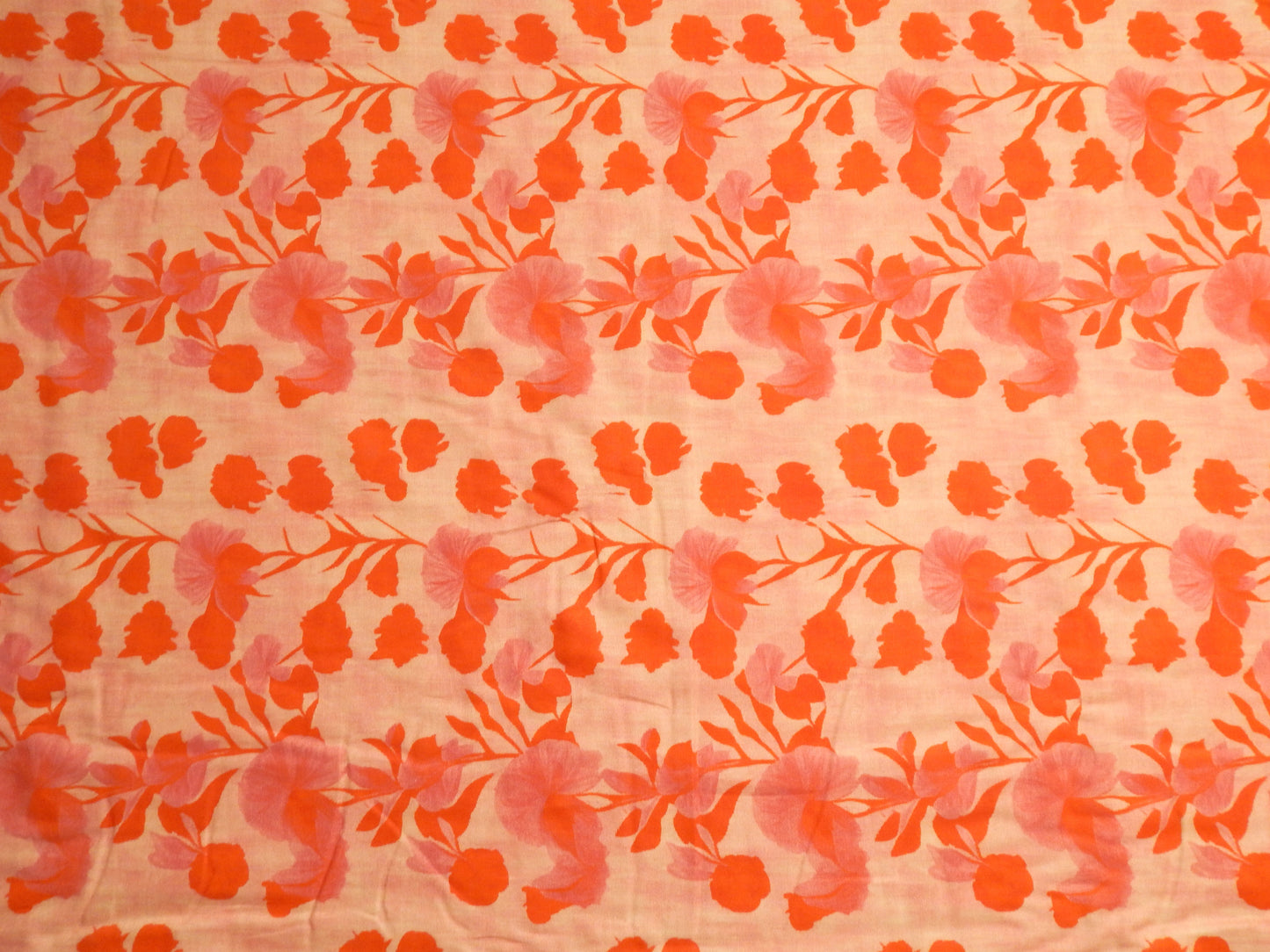 Garden Stems: Orange/Cream - Organic Cotton Double Gauze - Paintbrush Studios