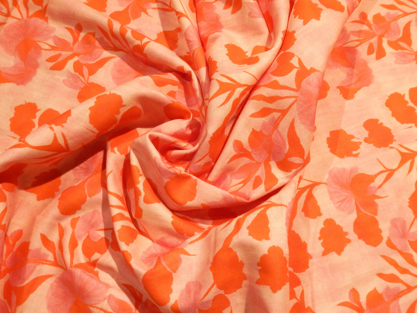 Garden Stems: Orange/Cream - Organic Cotton Double Gauze - Paintbrush Studios