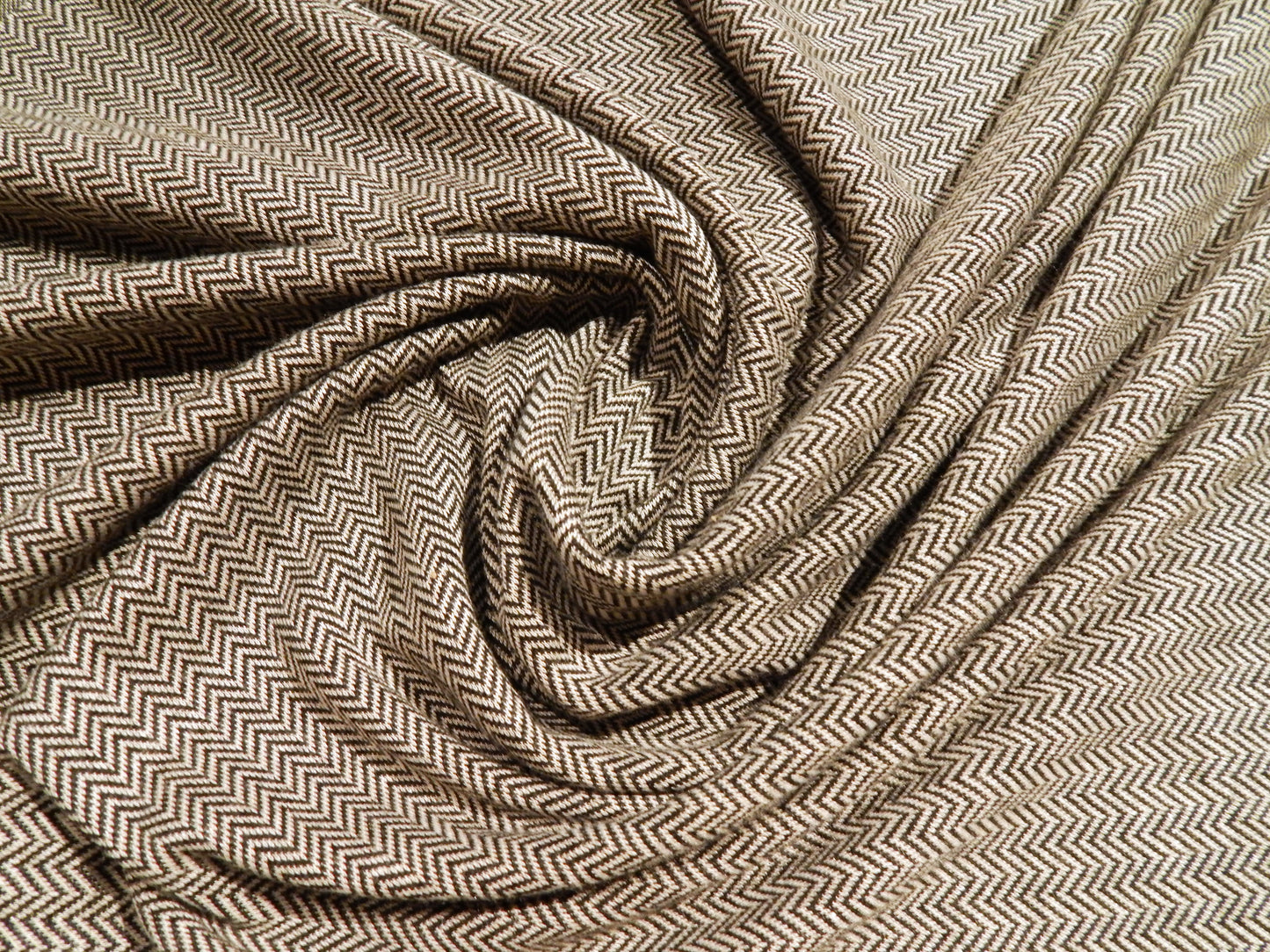 Chevron Black & Cream Double Knit