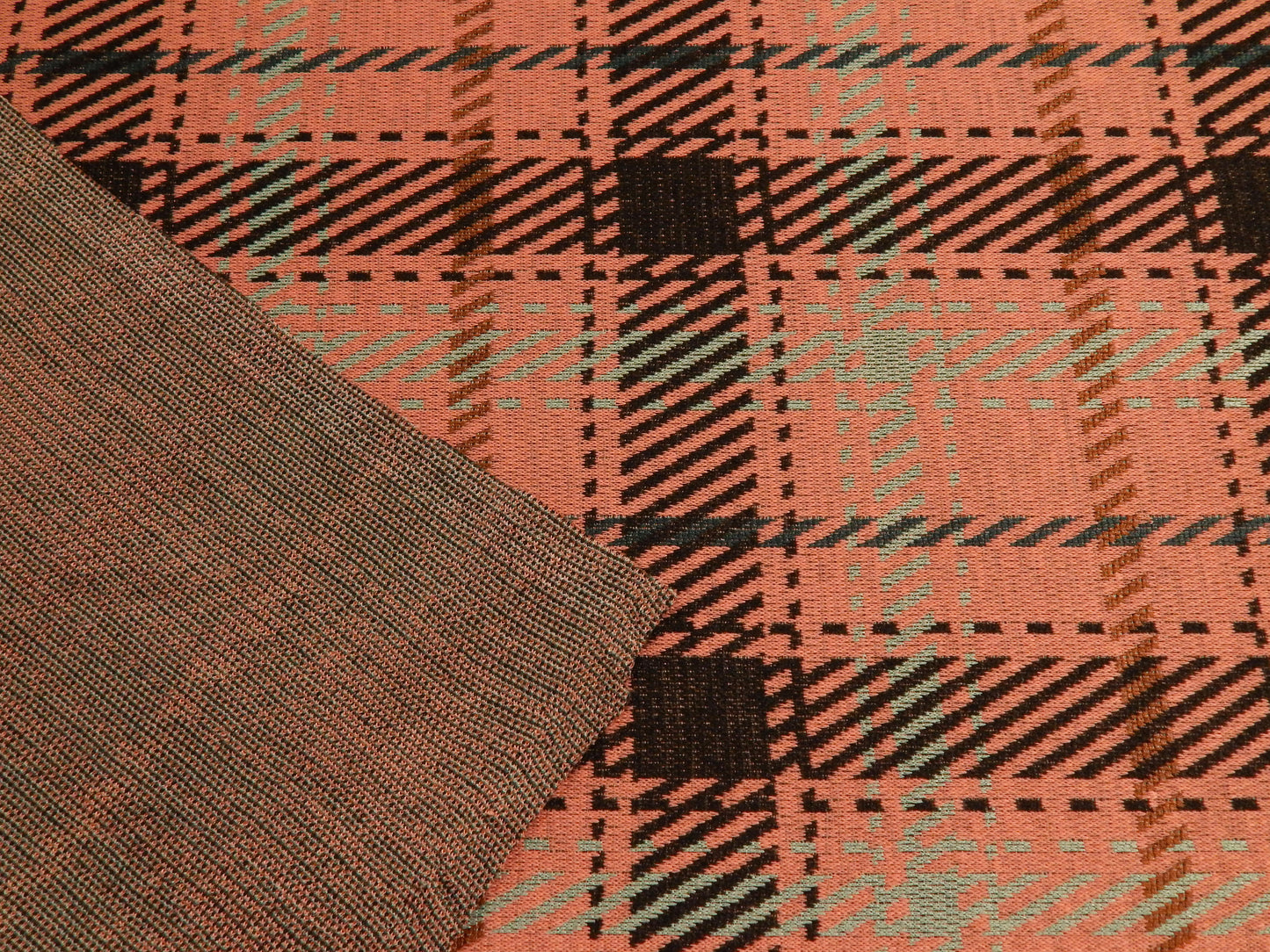 Mauve, Black, & Teal Plaid Double Knit