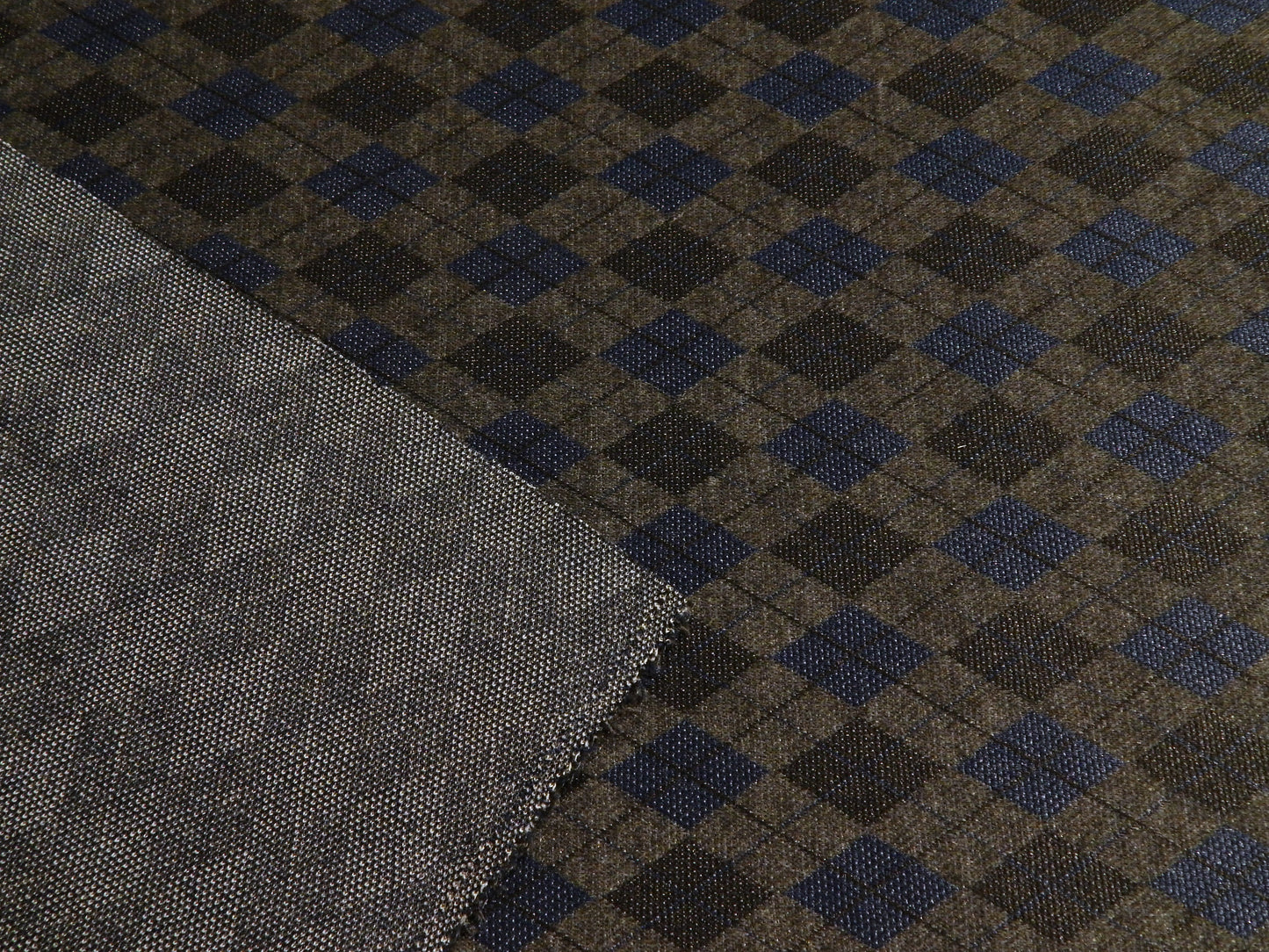 Grey & Navy Argyle Double Knit