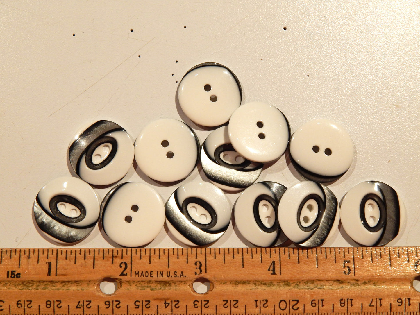 Black and White Asymmetrically Ringed Buttons  - Multiple Sizes