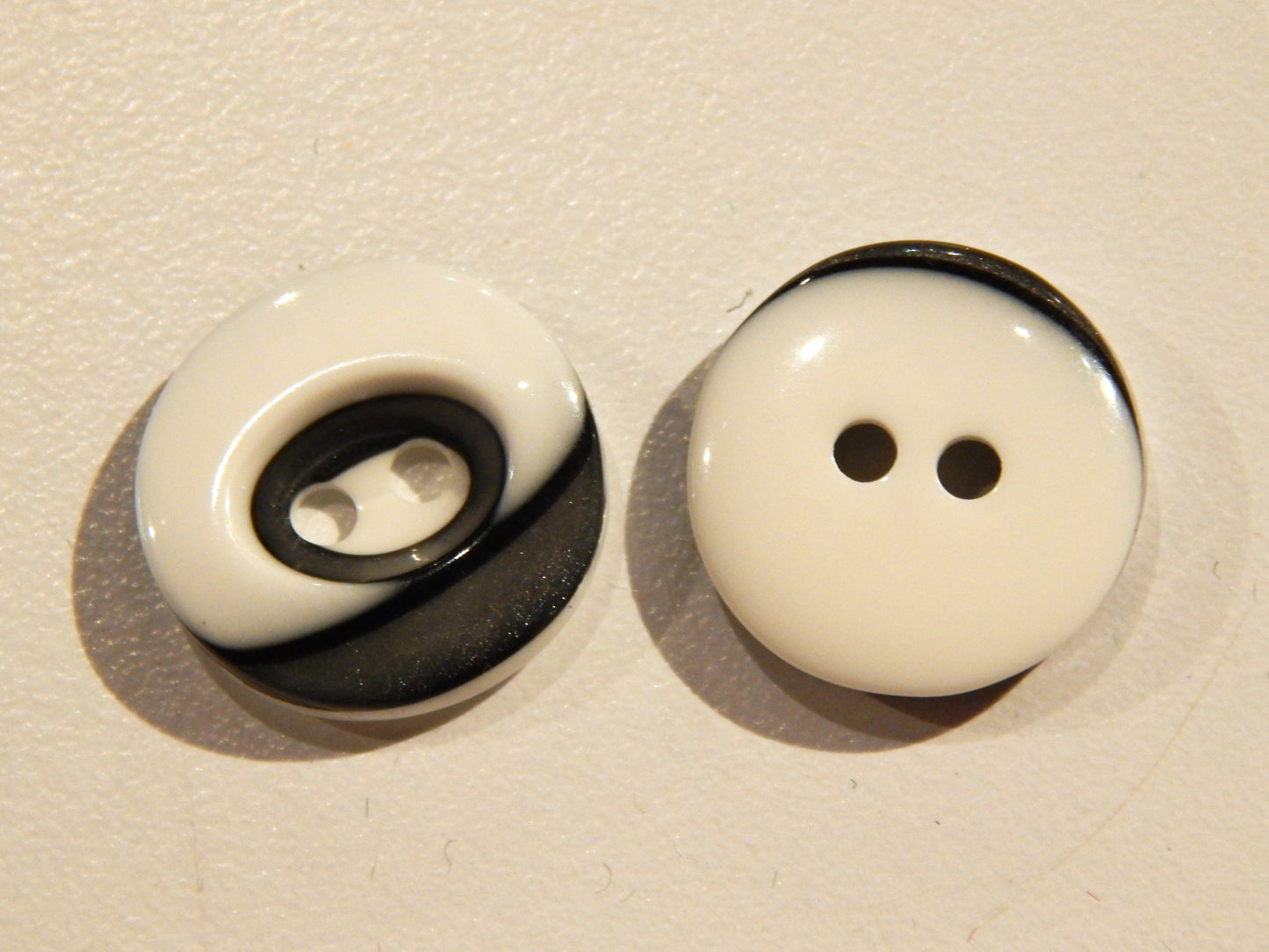 Black and White Asymmetrically Ringed Buttons  - Multiple Sizes
