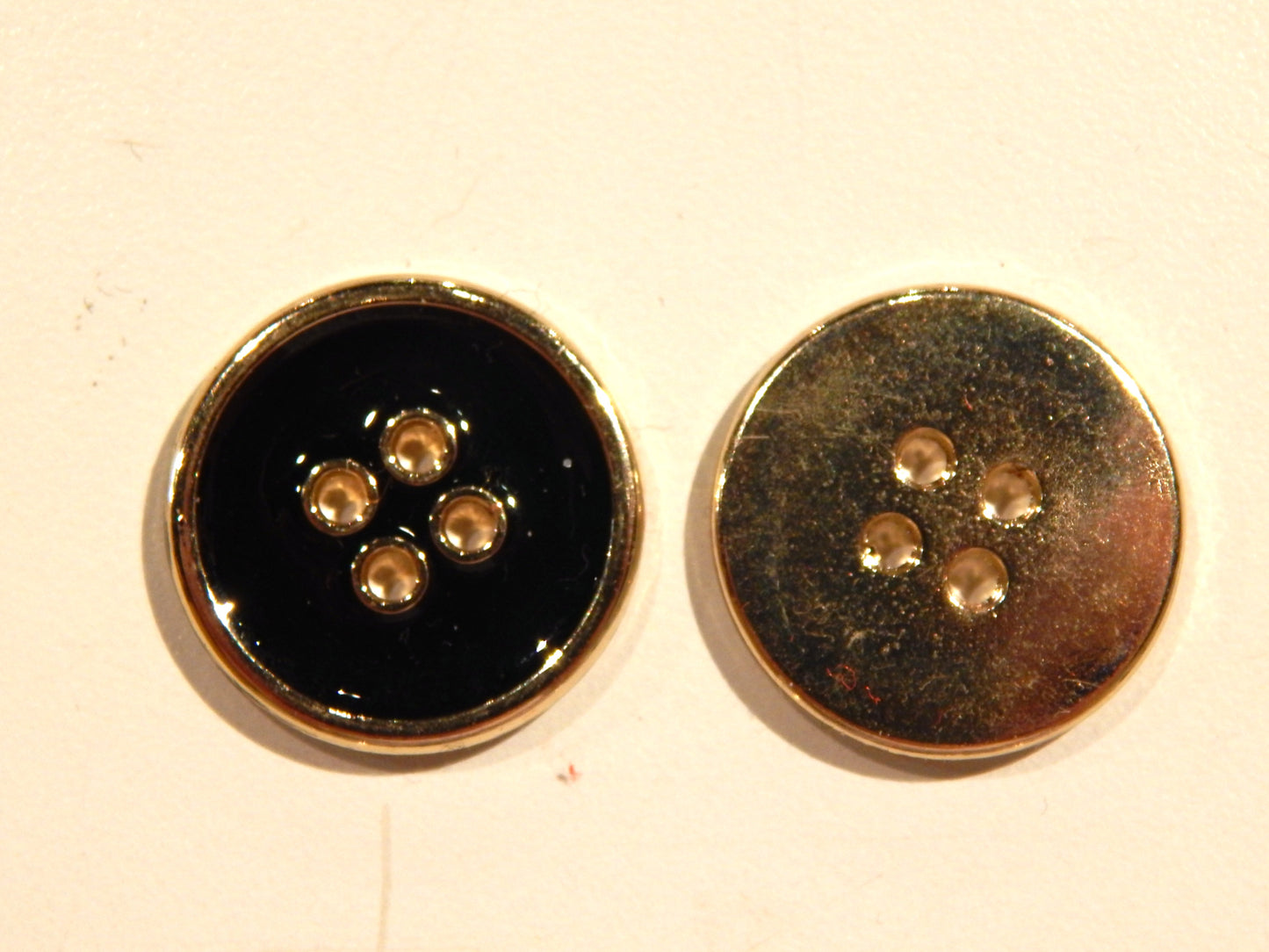 Black and Gold Rimmed 4 Hole Buttons - Multiple Sizes