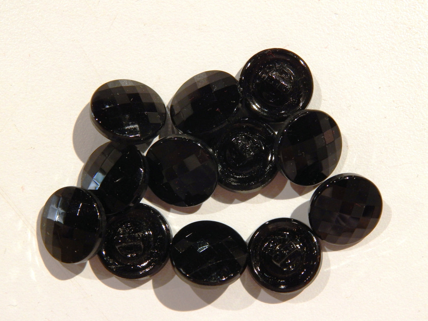 Black Glass Gem Cut Buttons  - Multiple Sizes
