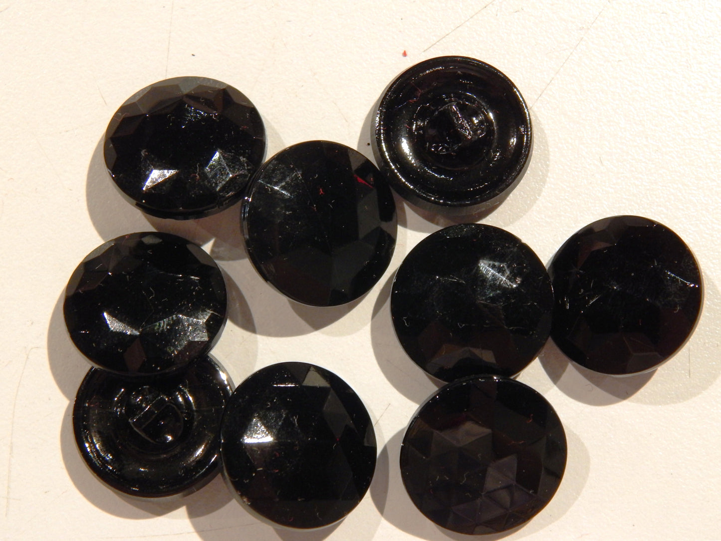Black Glass Gem Cut Buttons  - Multiple Sizes