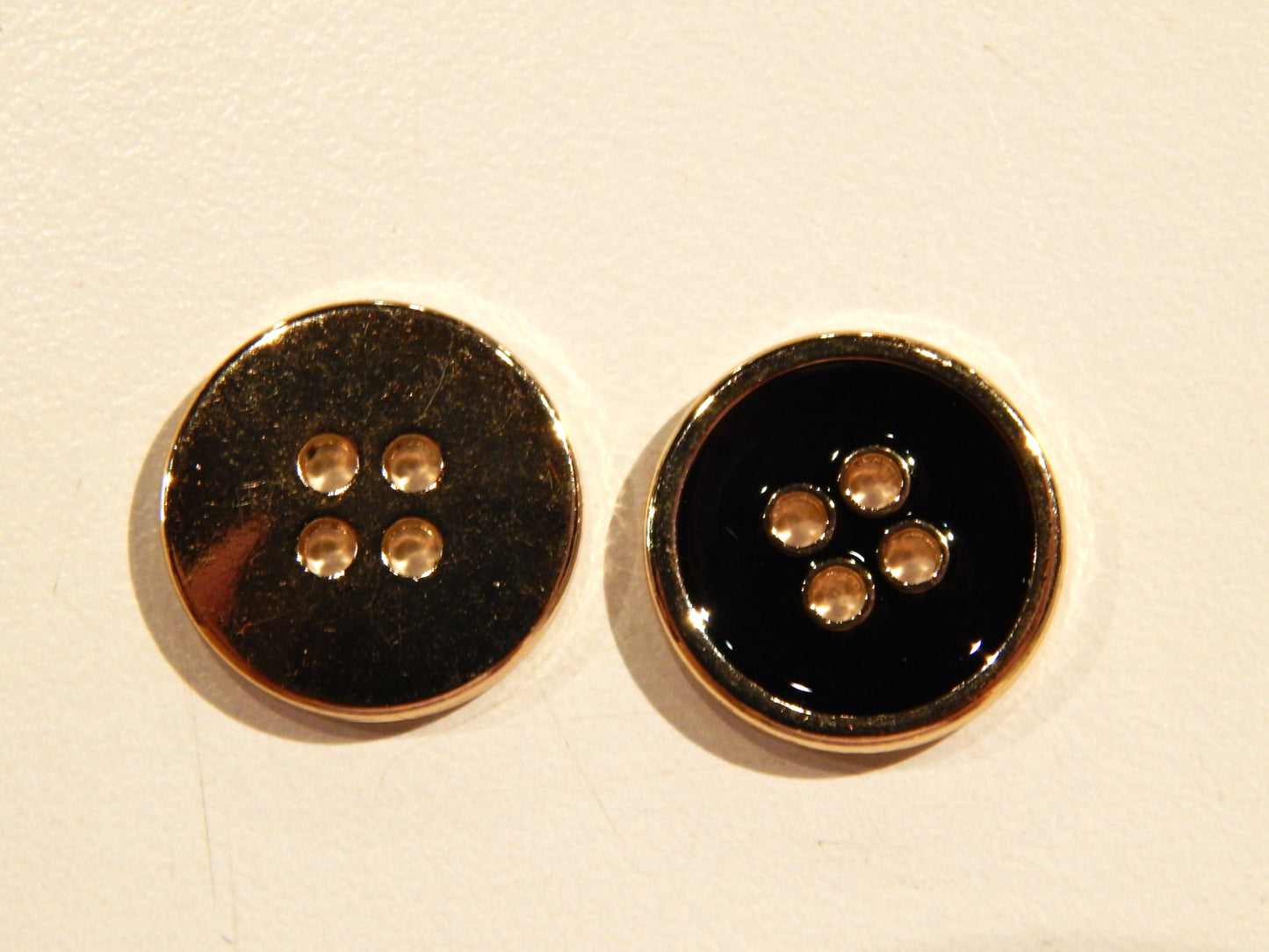 Black and Gold Rimmed 4 Hole Buttons - Multiple Sizes