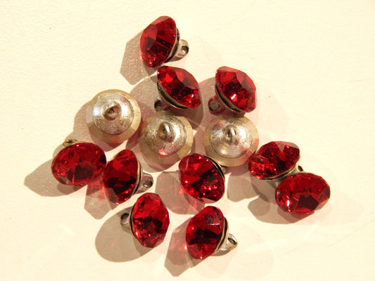 Blood Red Czech Rhinestone Buttons