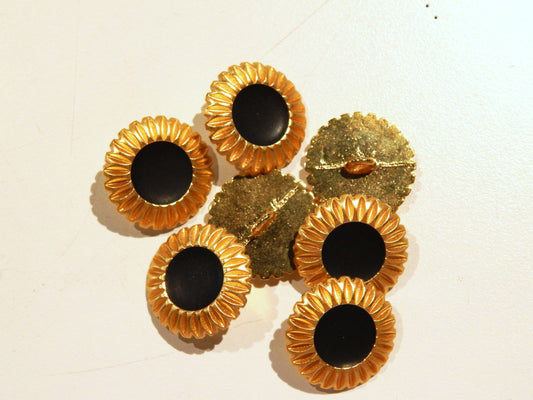 Black and Gold Sunflower Button