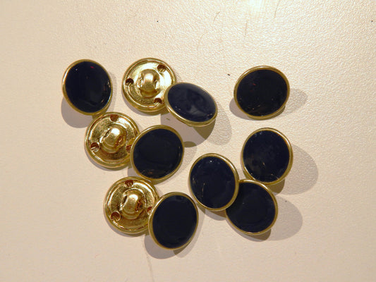 Glossy Navy Gold Rimmed Button