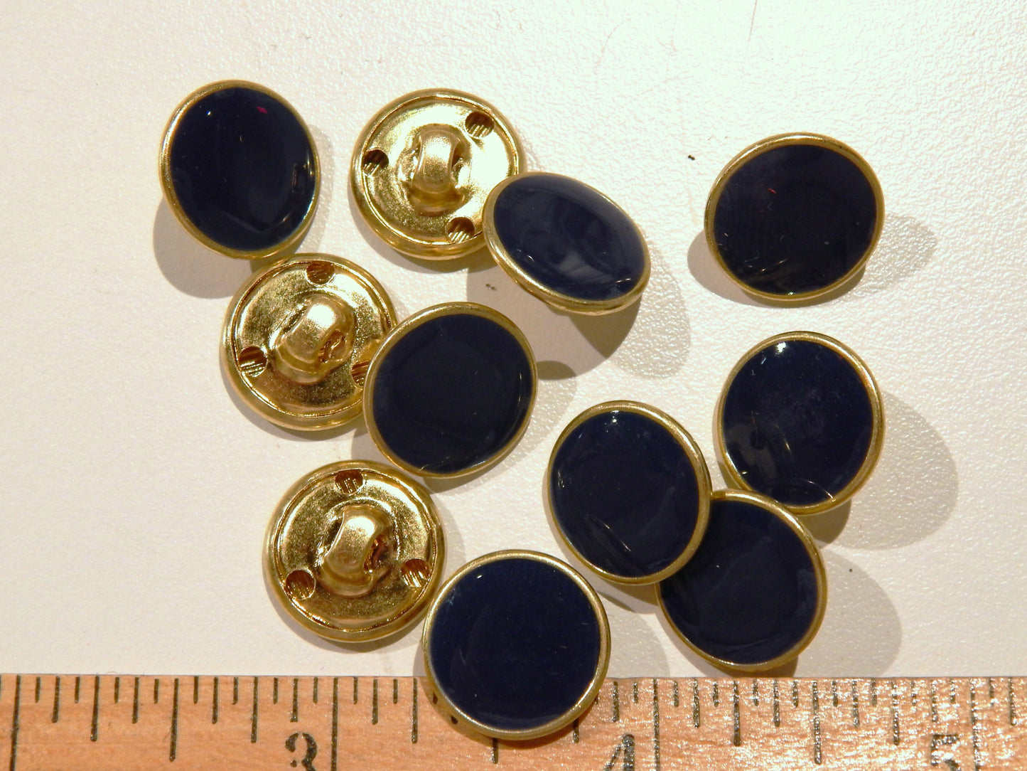 Glossy Navy Gold Rimmed Button