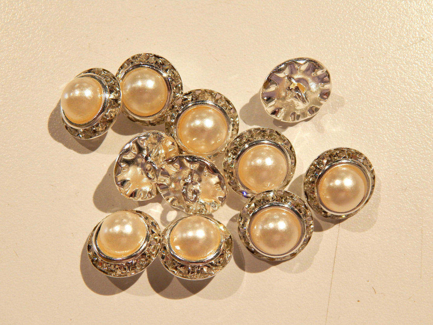 Ringed Rhinestone and Pearl Buttons