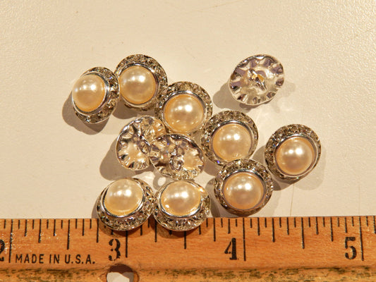 Ringed Rhinestone and Pearl Buttons