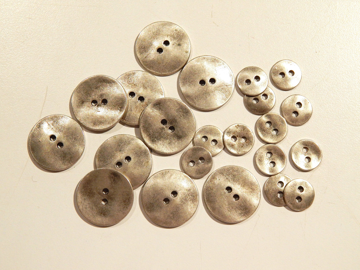 Burnished Silver Two Hole Buttons - Multiple Sizes