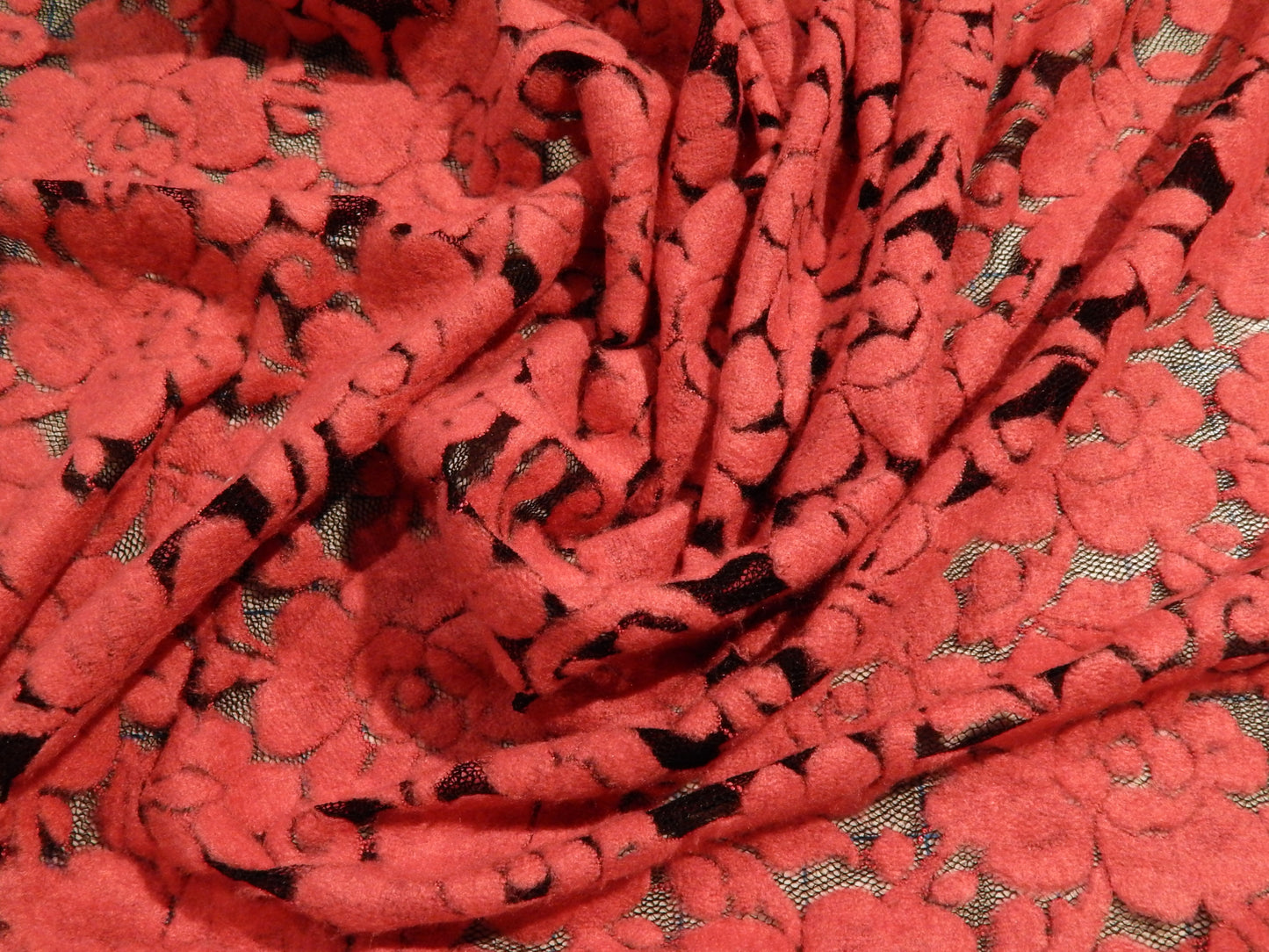 Hot Pink Rose Mesh Sweater Knit