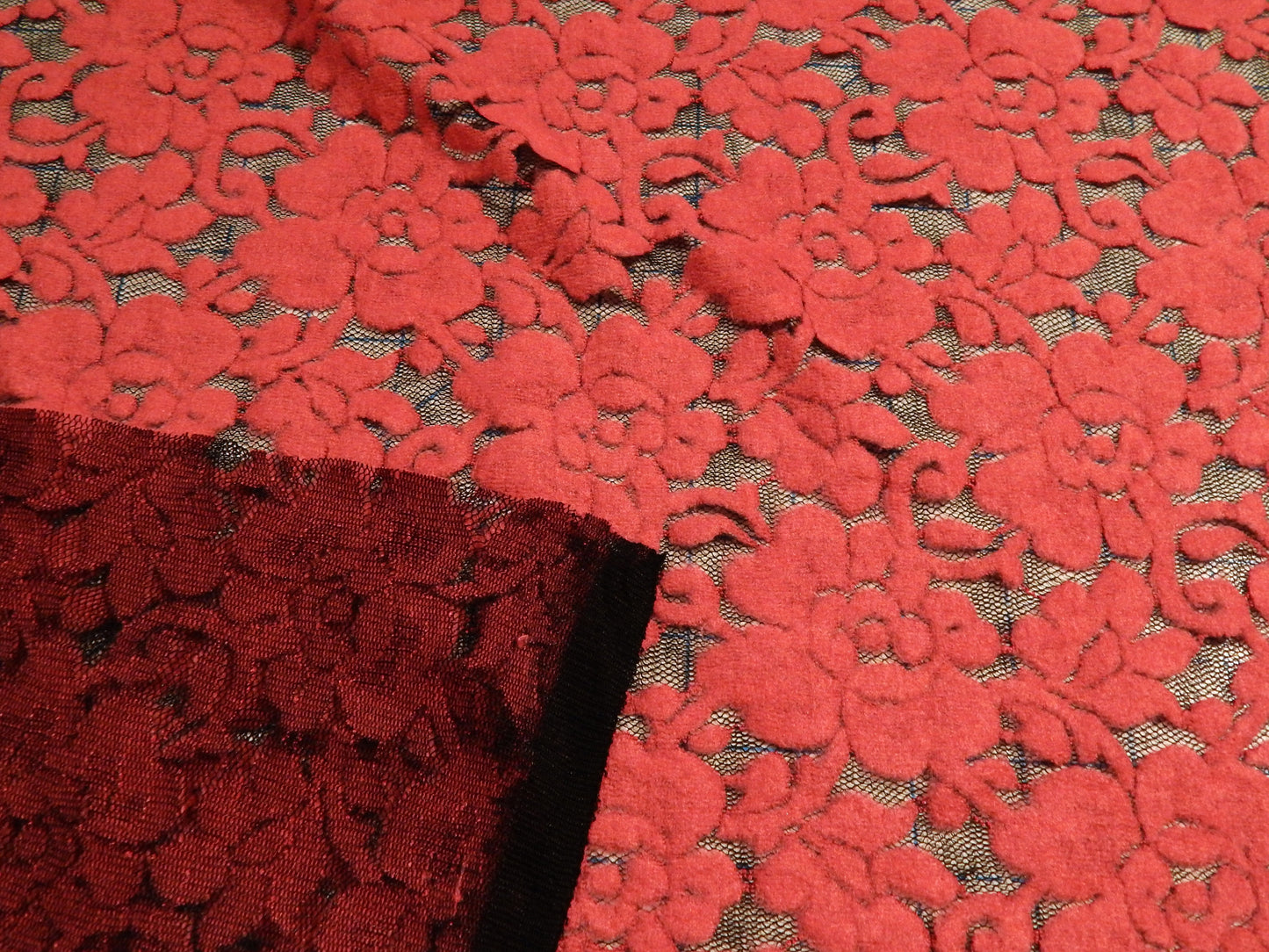 Hot Pink Rose Mesh Sweater Knit