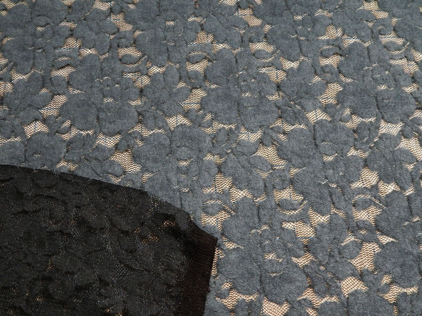 Denim Blue Rose Mesh Sweater Knit - Remnant Sale