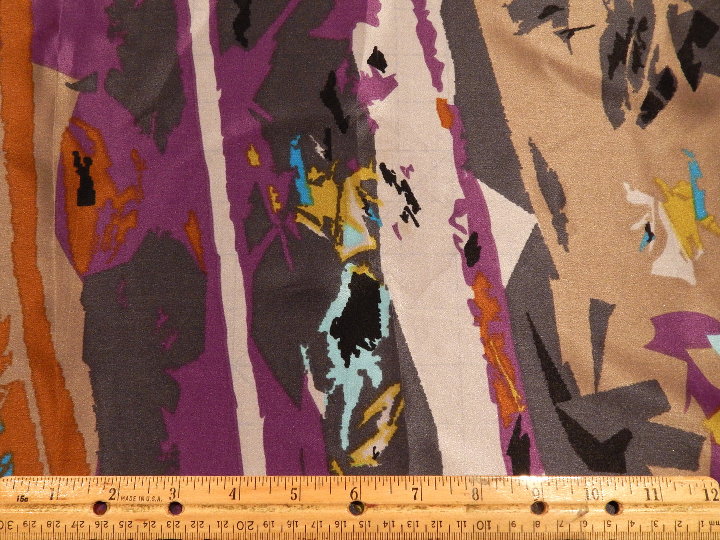 Cool Tones Abstract Stripe Silk Charmeuse