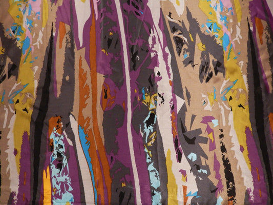 Cool Tones Abstract Stripe Silk Charmeuse