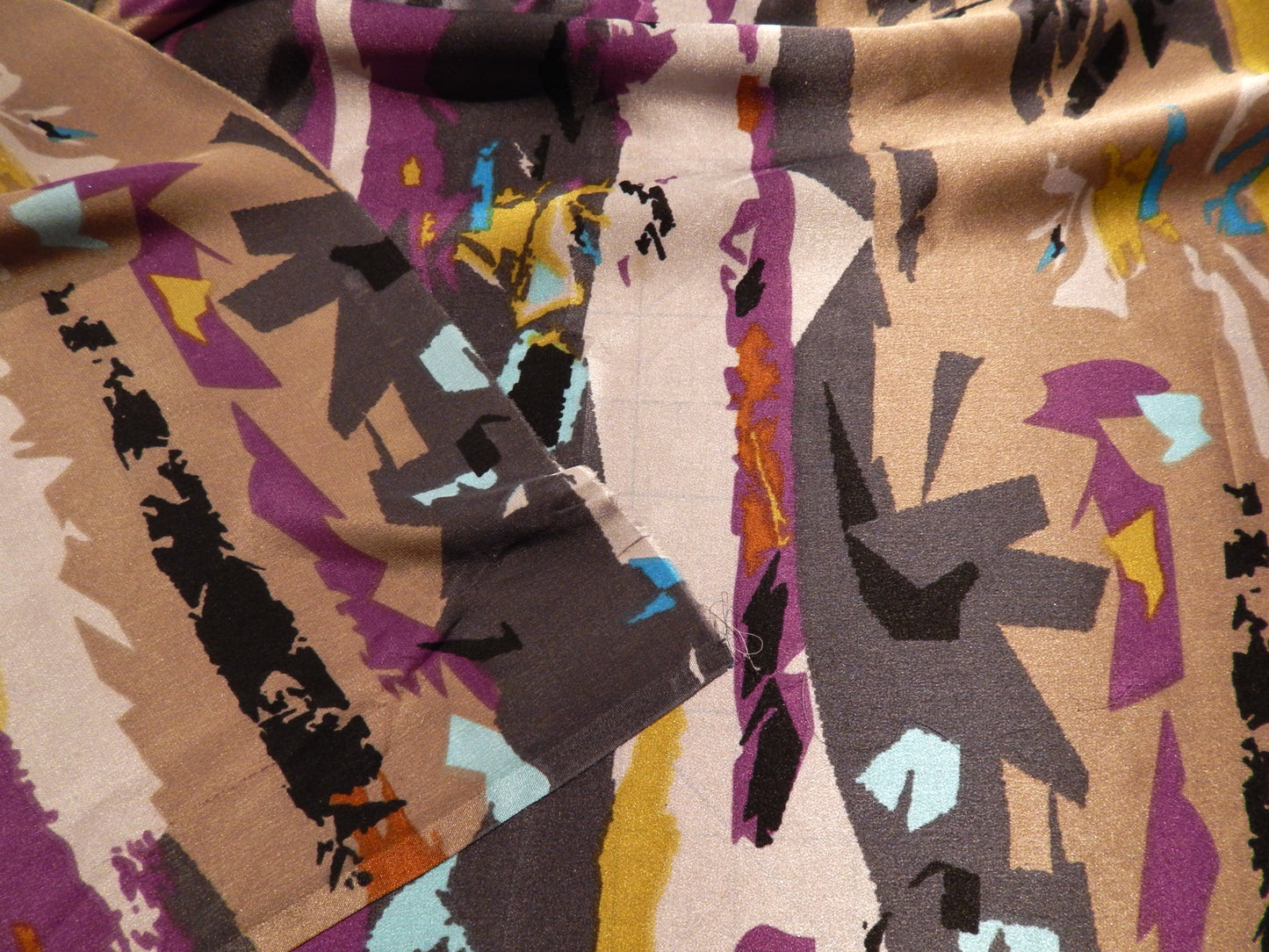 Cool Tones Abstract Stripe Silk Charmeuse