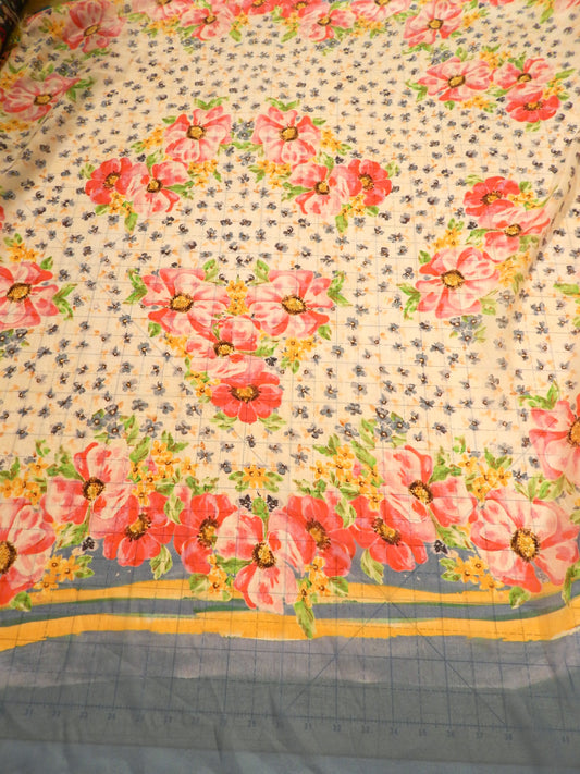 Floral Border Print Silk Chiffon