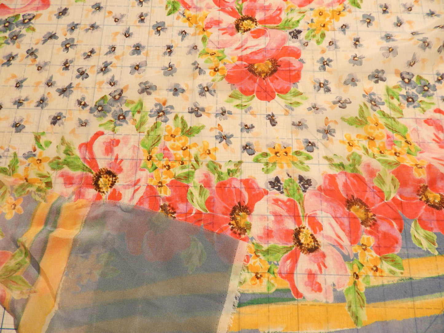 Floral Border Print Silk Chiffon