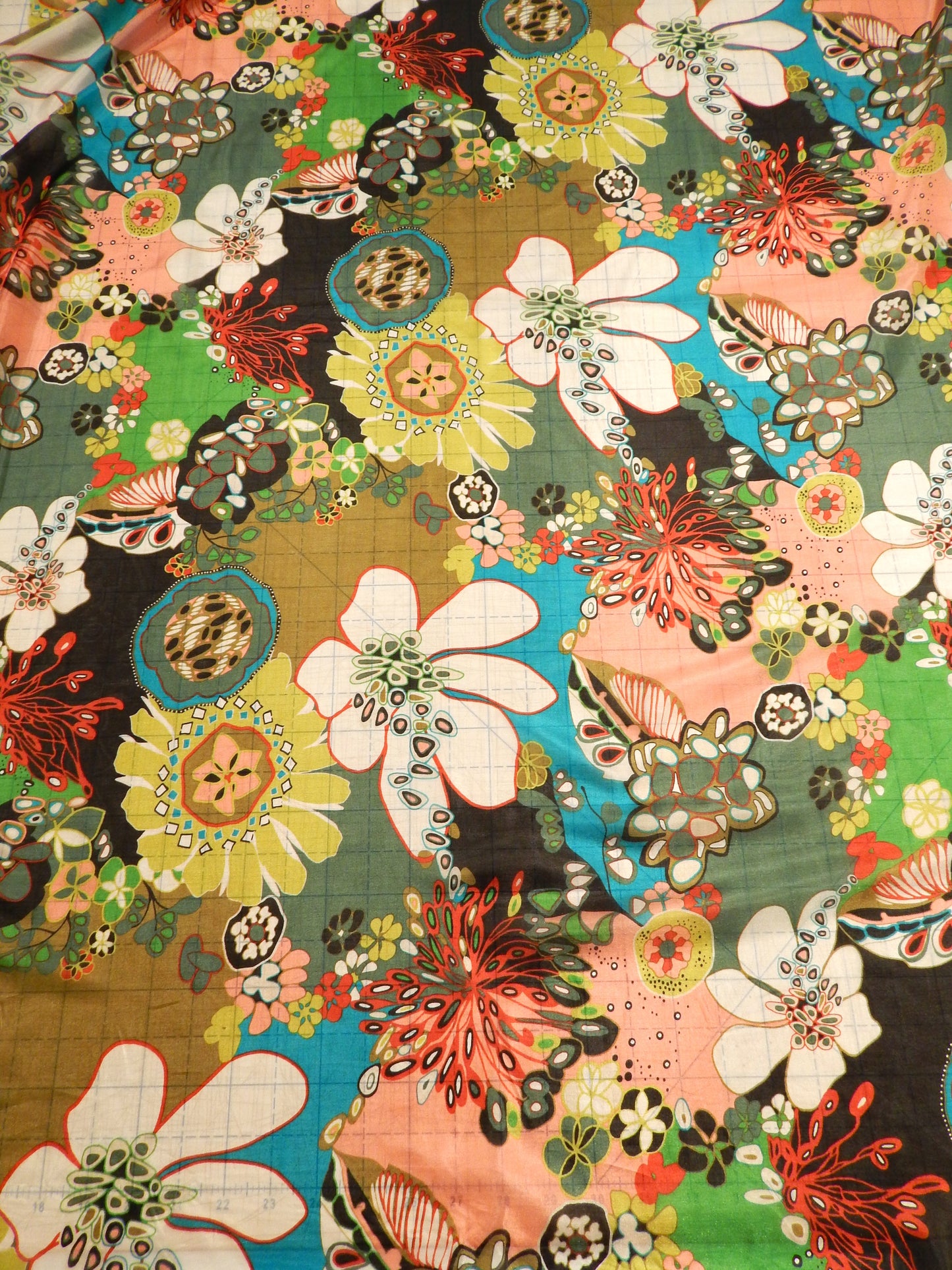 Asian Flower Patch Abstract Silk Habotai