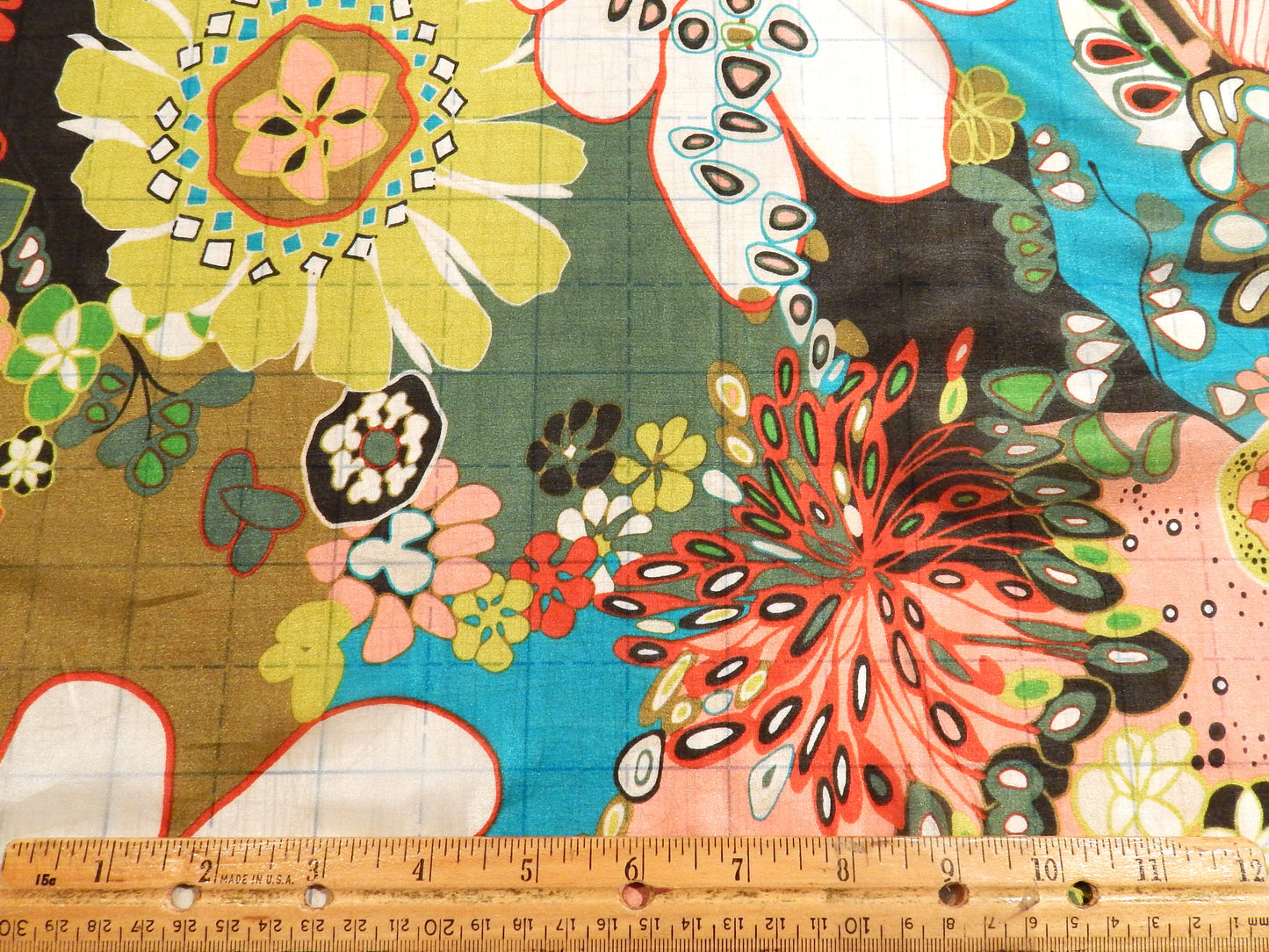 Asian Flower Patch Abstract Silk Habotai