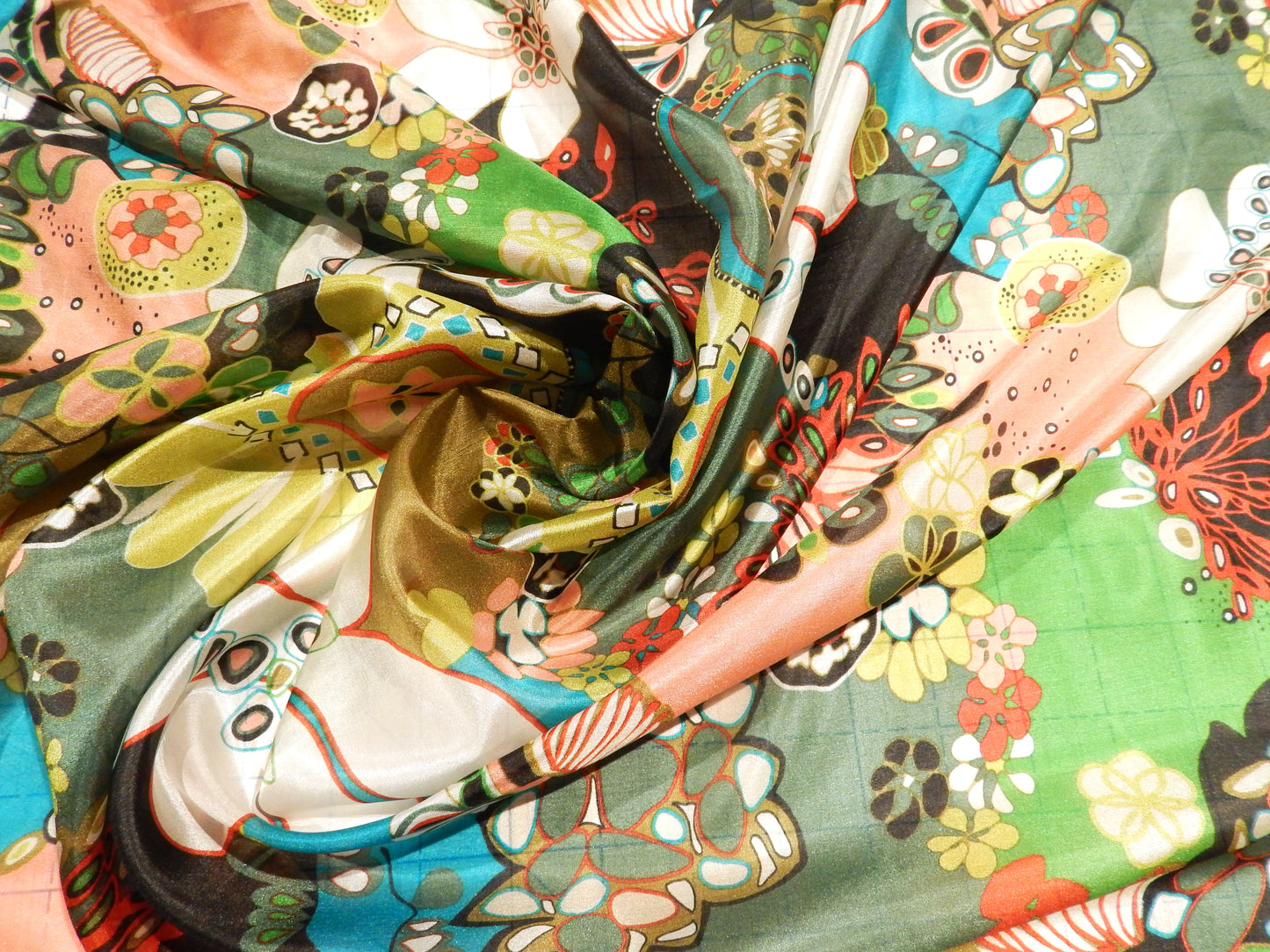 Asian Flower Patch Abstract Silk Habotai