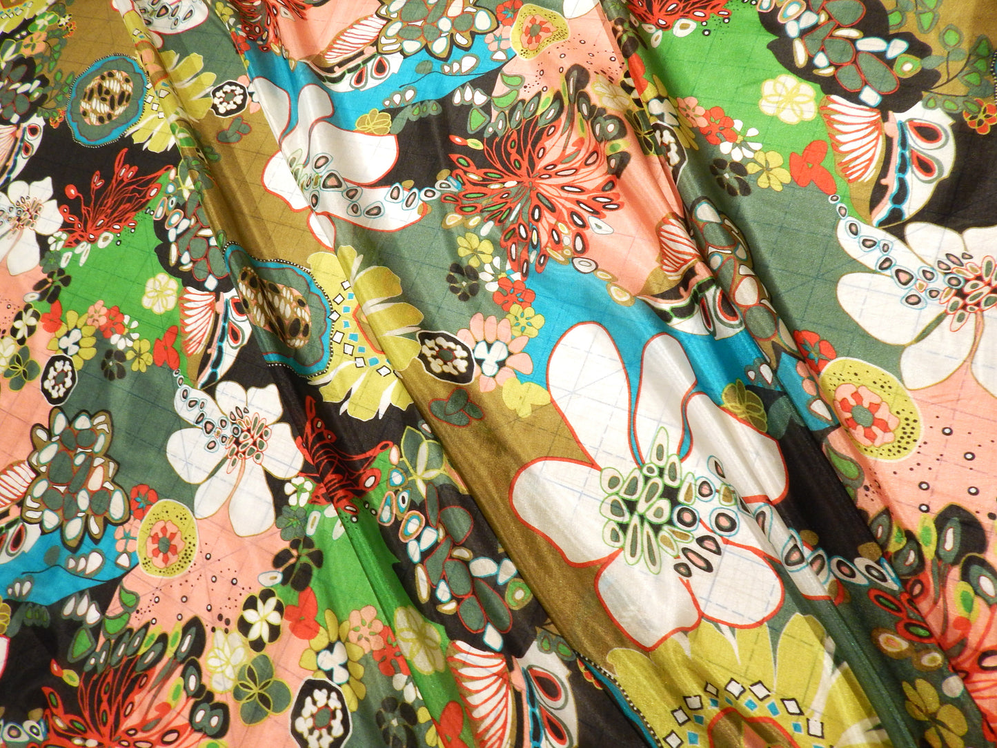 Asian Flower Patch Abstract Silk Habotai