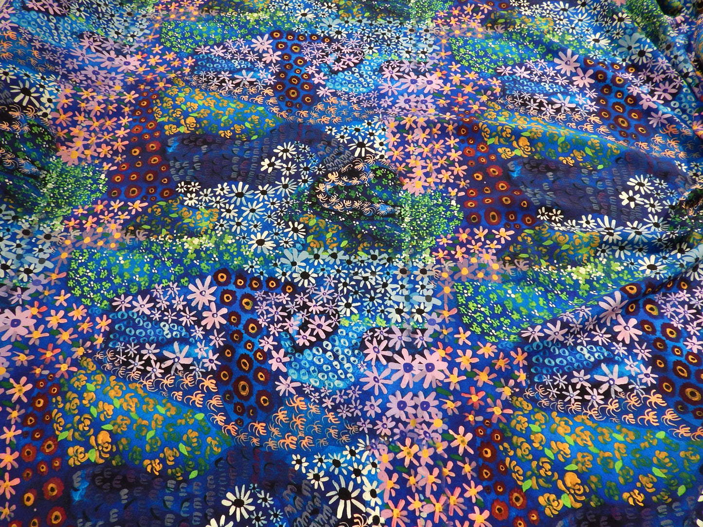 Deep Sea Floral Silk Satin