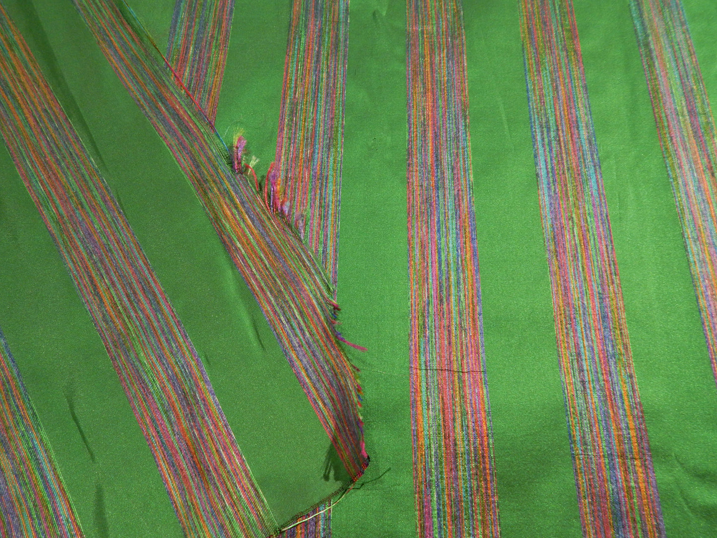 Rainbow Road Striped Green Silk