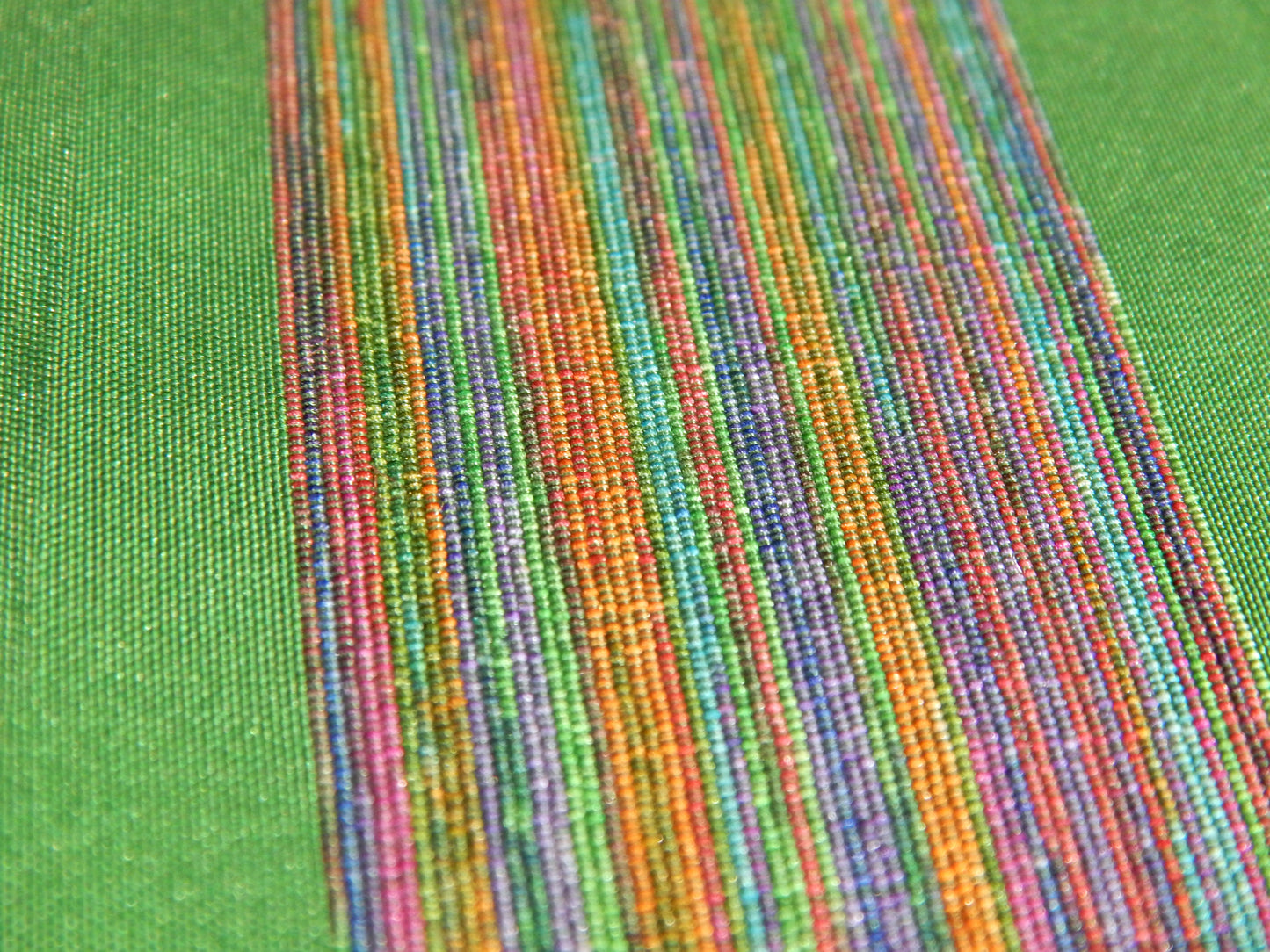 Rainbow Road Striped Green Silk