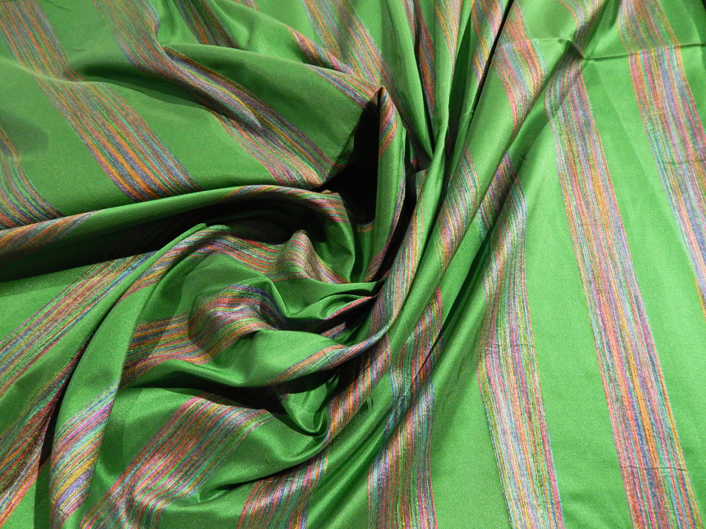 Rainbow Road Striped Green Silk