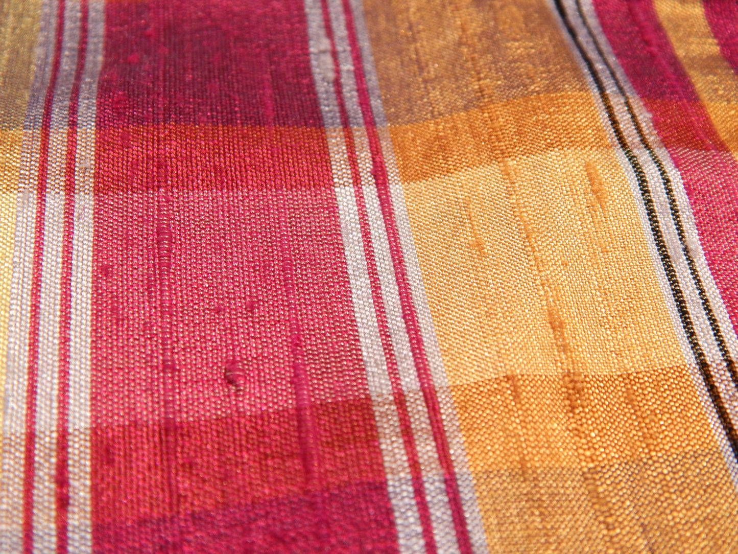 Berry, Gold, & Blue Plaid Silk Dupioni