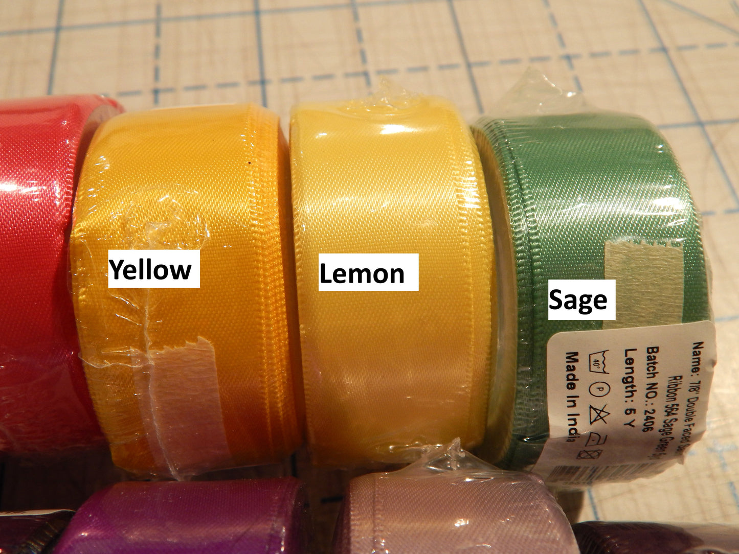 7/8" Double Faced Satin Ribbon - Multiple Colors
