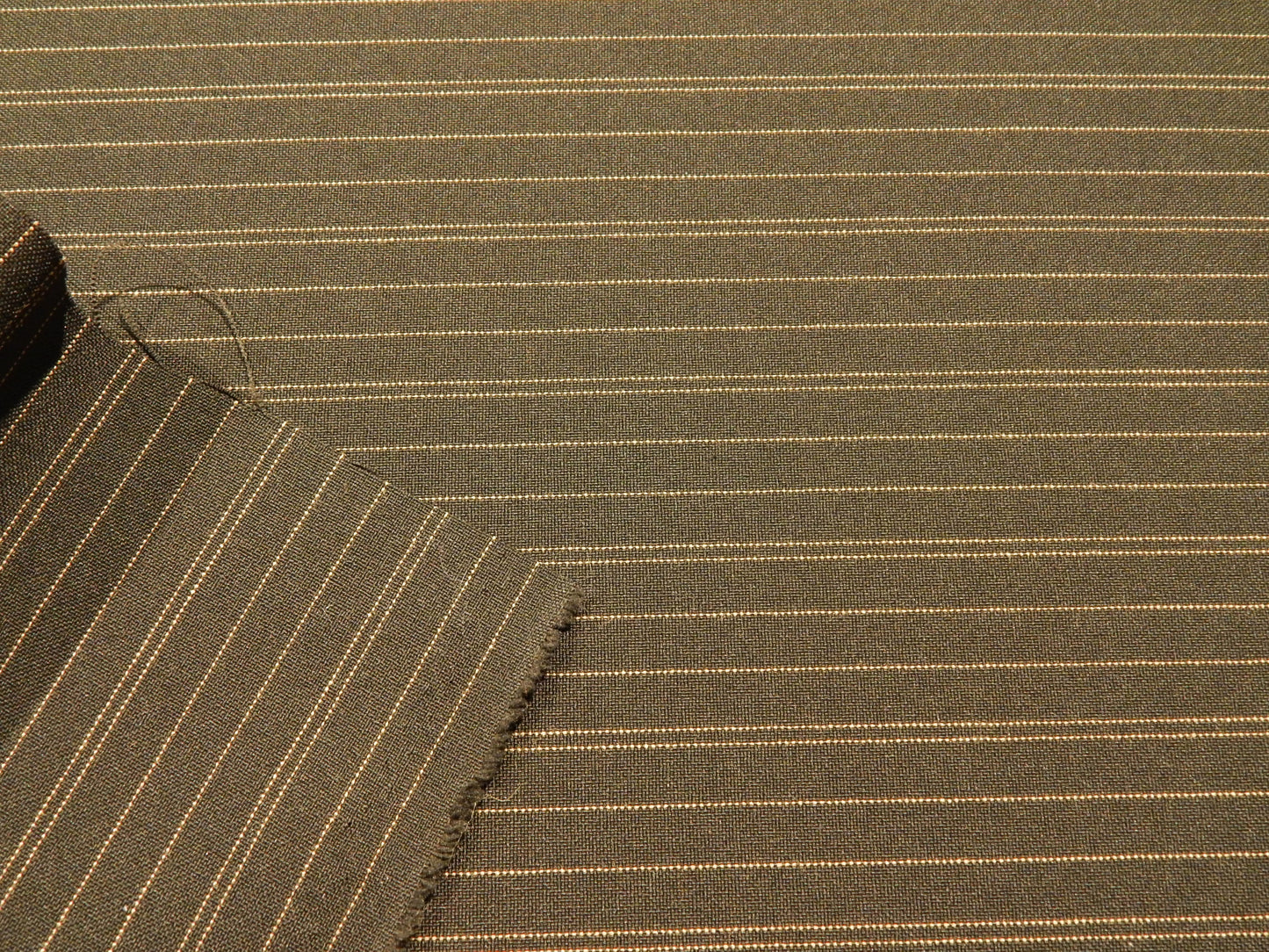 Pine Green & Beige Striped Suiting