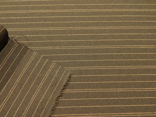 Pine Green & Beige Striped Suiting